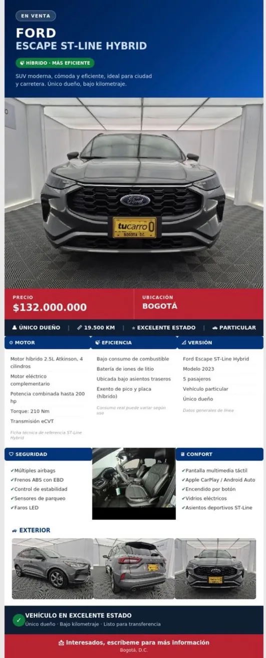 Wagon Ford Escape 2023 en BOGOTA (C/MARCA) — foto 6